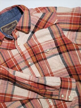 Wrangler Retro Kids Orange and Cream Plaid Button-Down Shirt